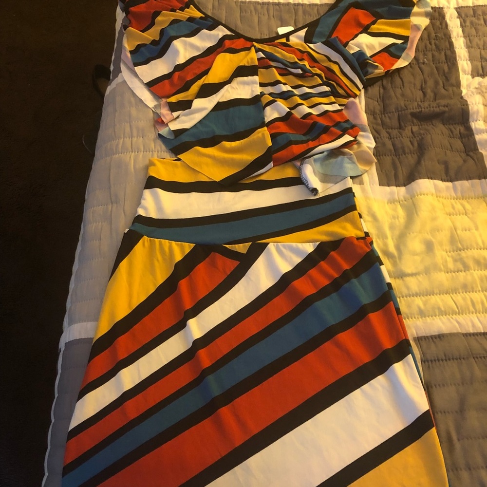 Bright multi-color skirt set